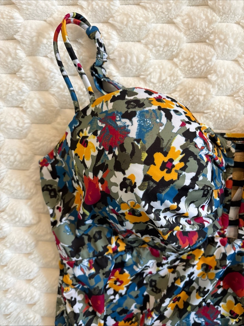 Swim By Cacique Tankini Top 46DD Lined Cups Floral Bathing Suit Top Underwire - Picture 4 of 16